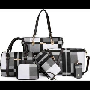 6 Pieces Designer Purses and Handbags for Women Satchel Shoulder Bag Tote